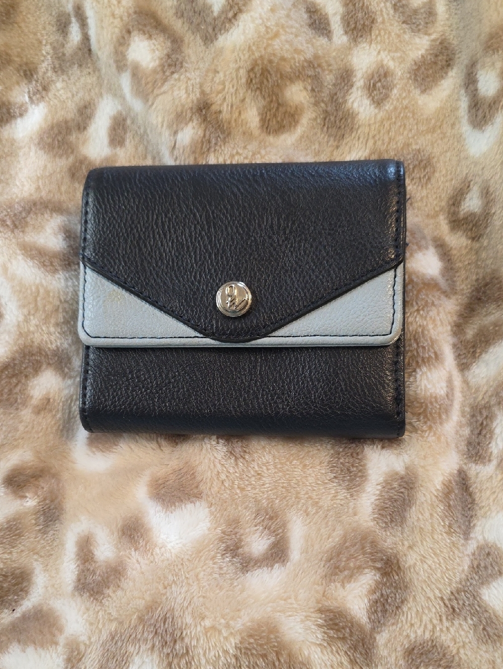 Two-Tone Black and Light Blue Women's Leather Wallet